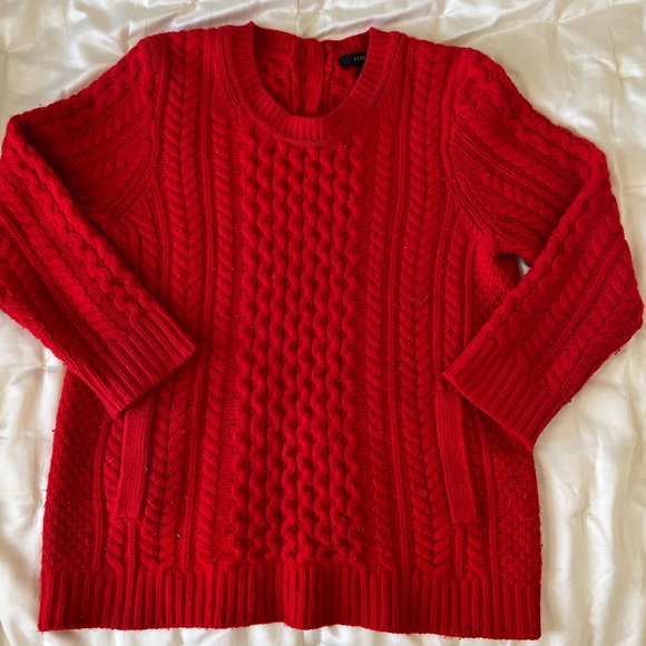Jcrew Cable Knit Sweater with Pockets - Picture 3 of 8
